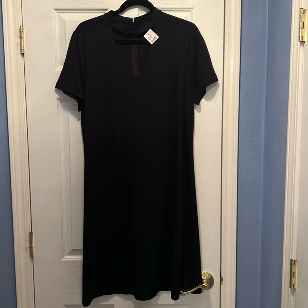 Lane Bryant Little Black Dress with Front Cutout Zip Up Back size 14/16